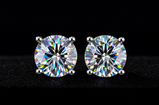 VVS Lab Moissanite Stud Earrings – Front View
