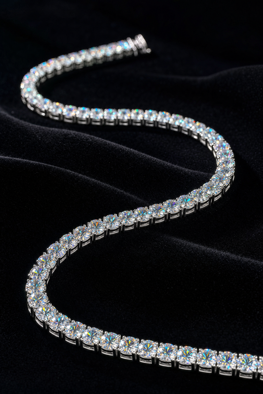 VVS Lab Moissanite Tennis Chain 5mm – Front View