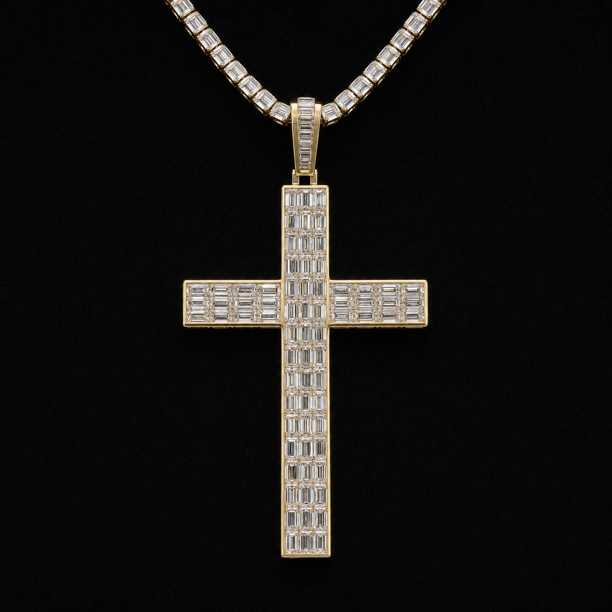 Baguette Cross Pendant – Front View