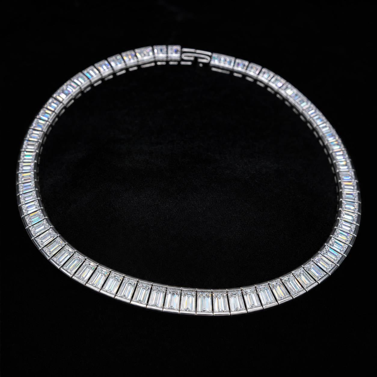 Baguette Tennis Chain Necklace – Front View