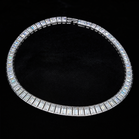 Baguette Tennis Chain Necklace – Front View